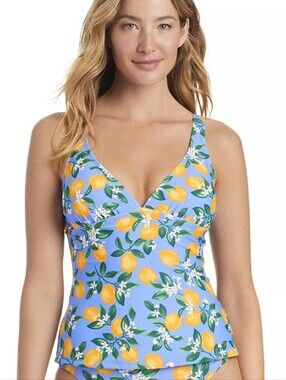 NWT Draper James Lemon Print Swimsuit With High Waisted Bottoms And Tankini Top